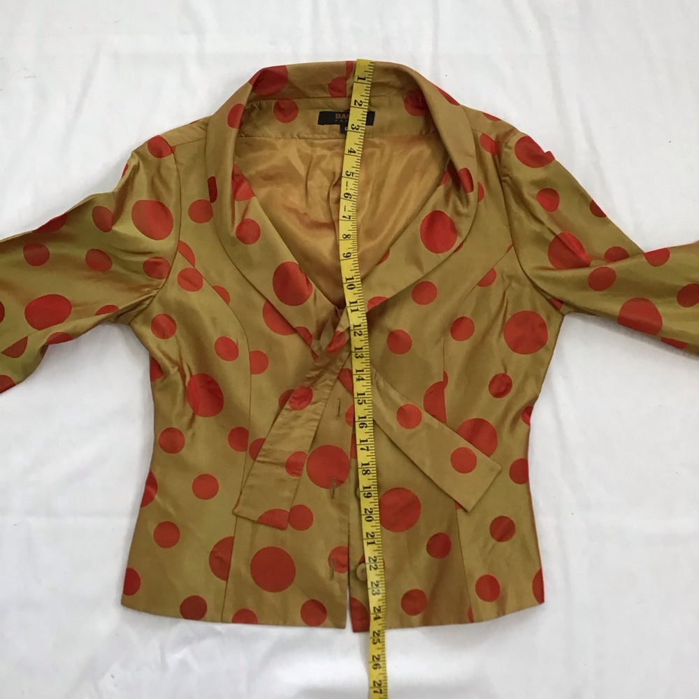 BANU PARIS Women Elegant Gold & Red Polka Dot Blouse Size 6 - Picture 8 of 10